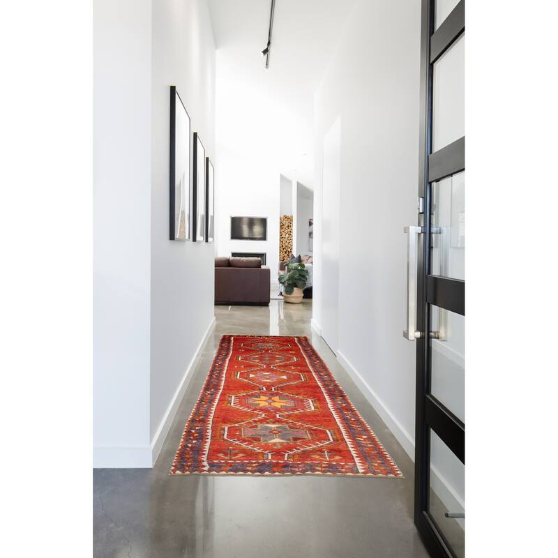 ECARPETGALLERY Hand-knotted Melis Vintage Dark Copper Wool Rug - 3'10 x 13'0