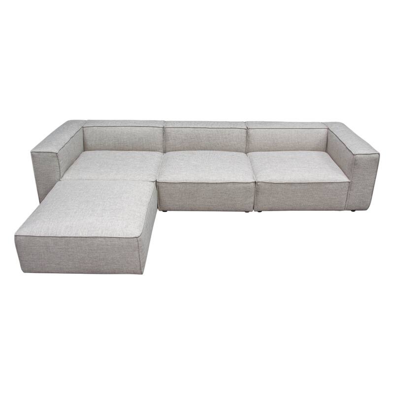 Daro 4pc Modular Sofa with Chaise, 3 Pillows, Barley Gray Polyester