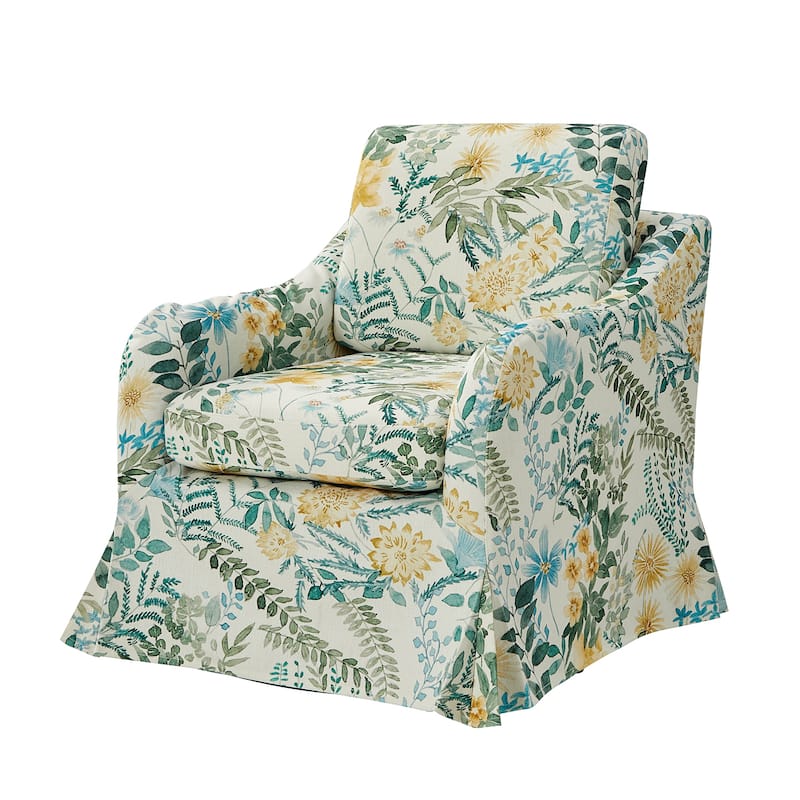 Alois Floral Slipcover Swivel Accent Chair with Removable Cushion by HULALA HOME