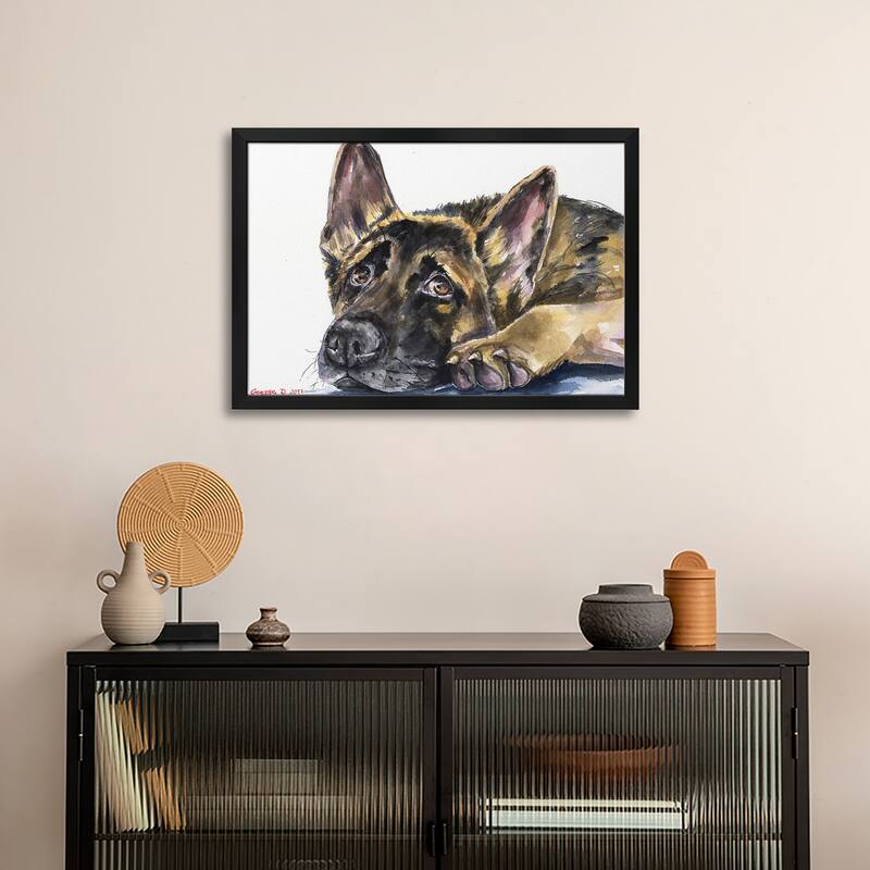 German Shepherd Premium Framed Poster by George Dyachenko