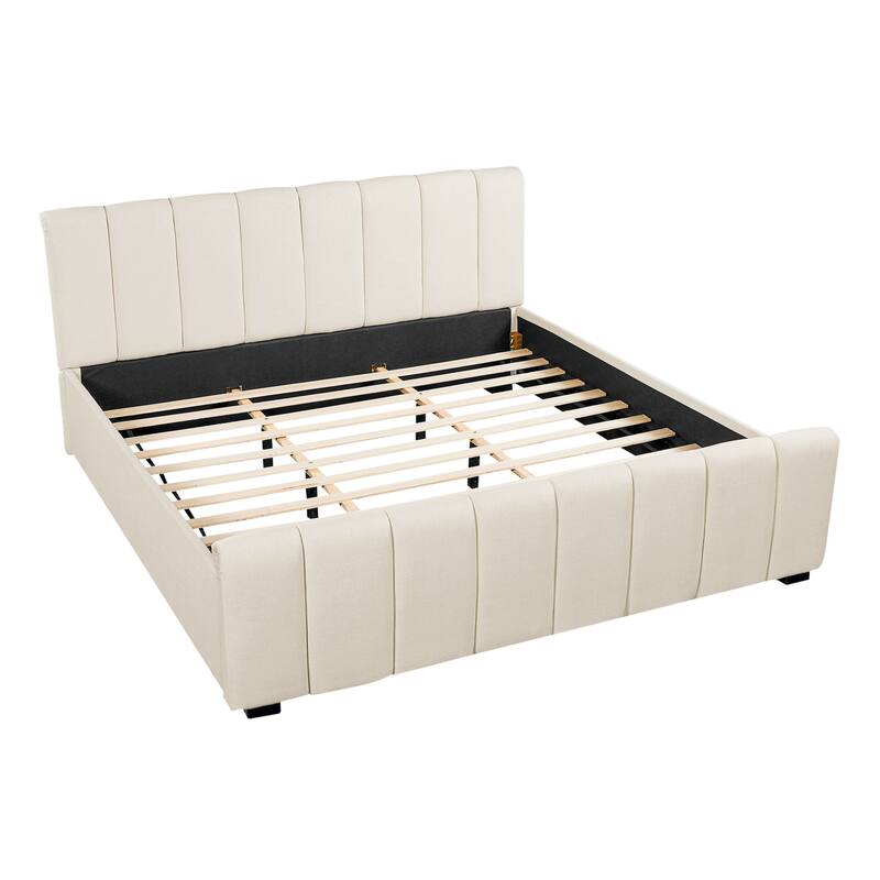Christopher Knight Home - Elowen Modern Upholstered Bed Frame with Thick Padded Headboard