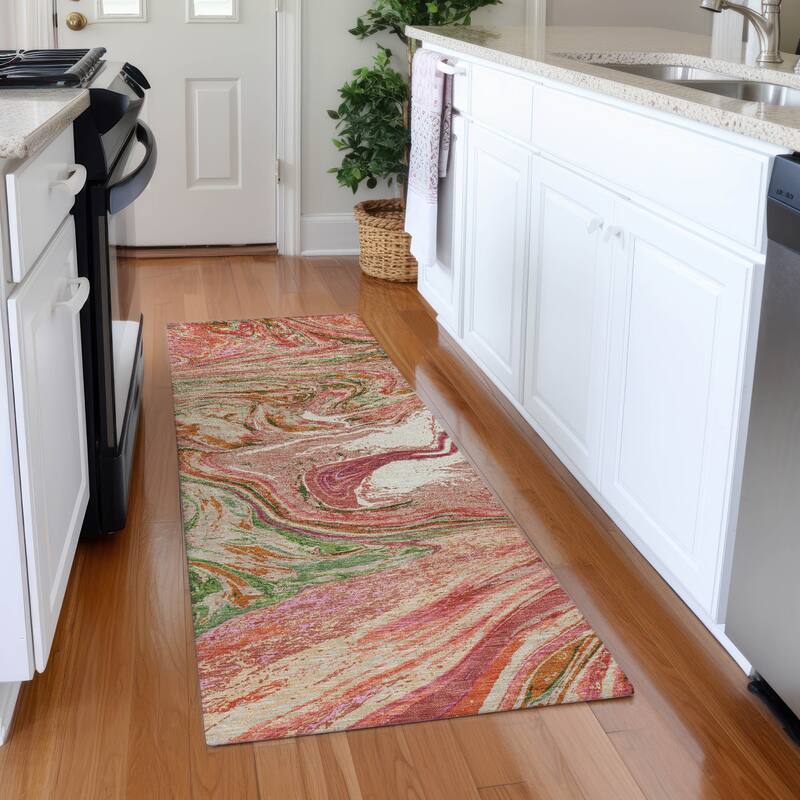 Premium Washable Super Soft Abstract Flow Mayfield Rug - Coral - 2'3" x 7'6"