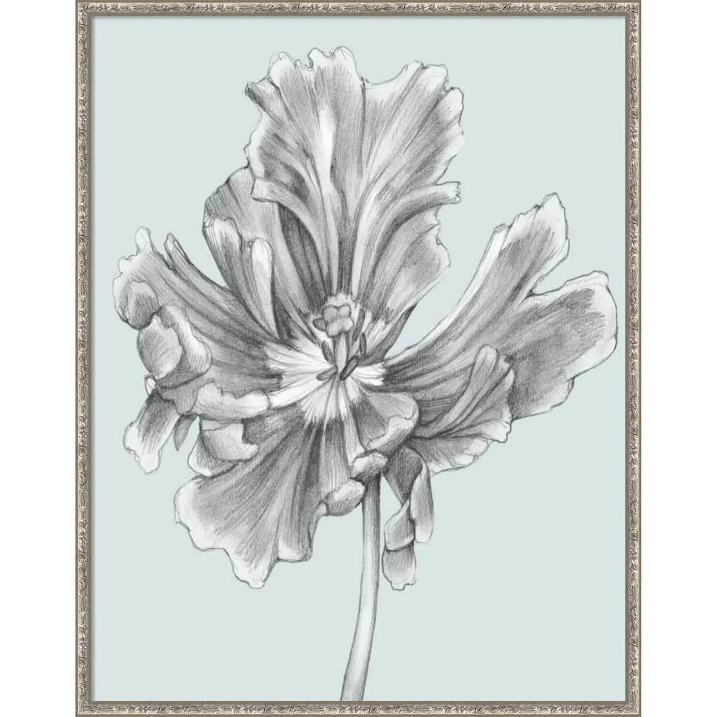 Silvery Blue Tulips No. 3 by Jennifer Goldberger Wood Framed Wall Art Print