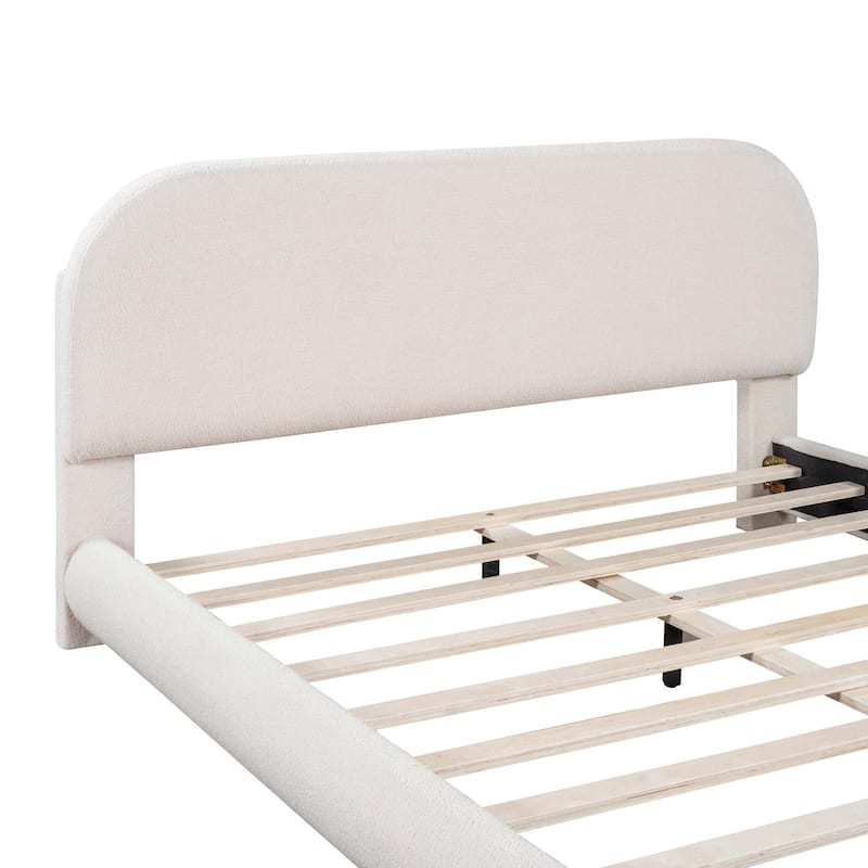 Stylish Curve-shaped Design Teddy Fleece Platform Bed