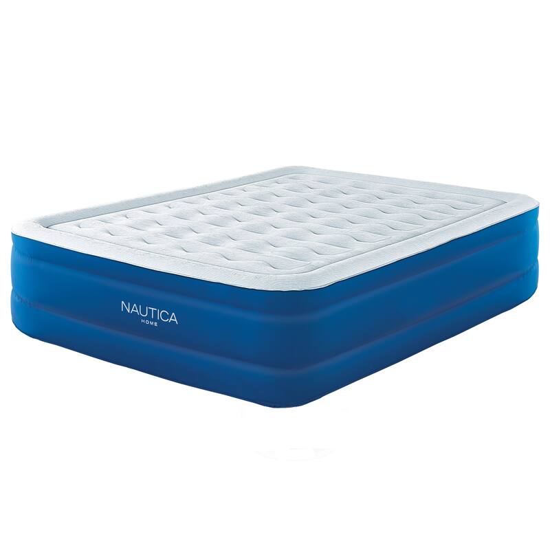 Nautica Home Support Aire Pillowtop Air Mattress with Built-In Pump - Raised Inflatable Bed with Cooling Top, Edge Support