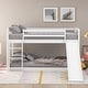 preview thumbnail 20 of 32, Minimalist Twin over Twin Wooden Floor Low Bunk Bed Kids Bed with Convertible Slide,Ladder and Guardrail