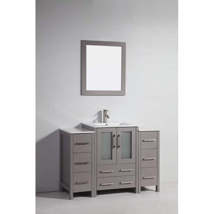 Vanity Art 48 in. Single Sink Bathroom Vanity with Top and Mirror - 48 X 18.1 X 35.8