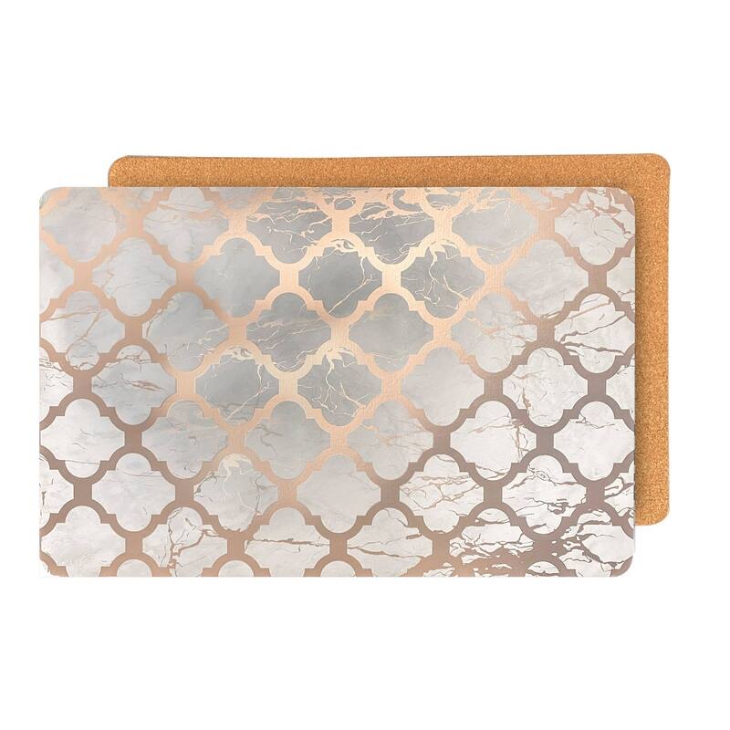 Dainty Home Marble Thick Cork Printed Rectangular Placemat Set