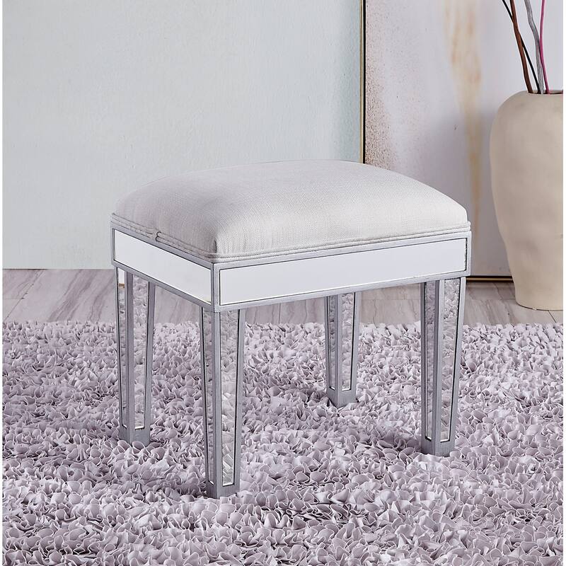 Dressing stool 18"Wx 14"D x 18"H in antique silver paint