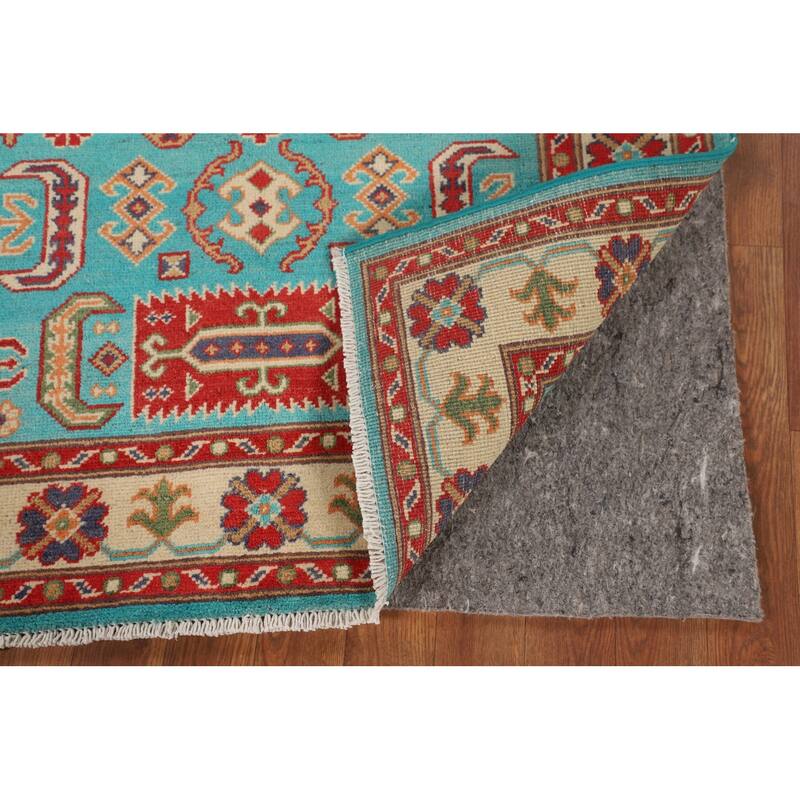 Turquoise Blue Kazak Oriental Accent Rug Handmade Wool Carpet - 3'3" x 4'11"