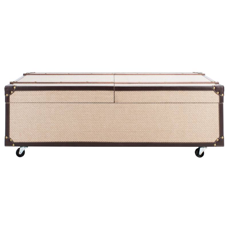 SAFAVIEH Terese Coffee Table Storage Trunk with Wine Rack - 47.2" W x 23.6" L x 15.4" H - 47Wx24Dx15H