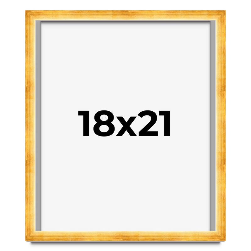 18x21 Shadow Box Frame Gold | 1.625 Inches Deep Real Wood Traditional