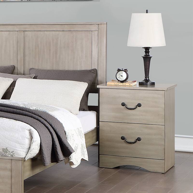2 Drawer Nightstand with Metal Hardware