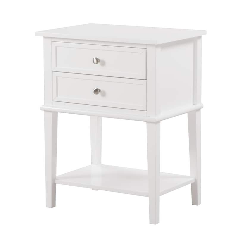 Modern 22-in Metal Hand Holder 2-Drawer Wood Nightstand with Shelf - White