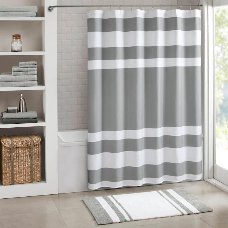 Madison Park Spa Waffle Shower Curtain with 3M Treatment - 72x84" - Grey