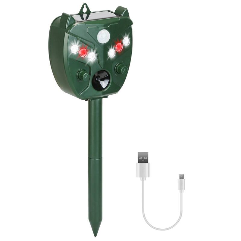 Ultrasonic Solar Animal Repeller with 5 Gears for Farm Garden Yard
