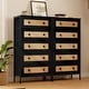 preview thumbnail 5 of 32, 5-Drawer Chest Dresser Closet PE Wicker Rattan Storage Tower Organizer 2-piece Set, Black