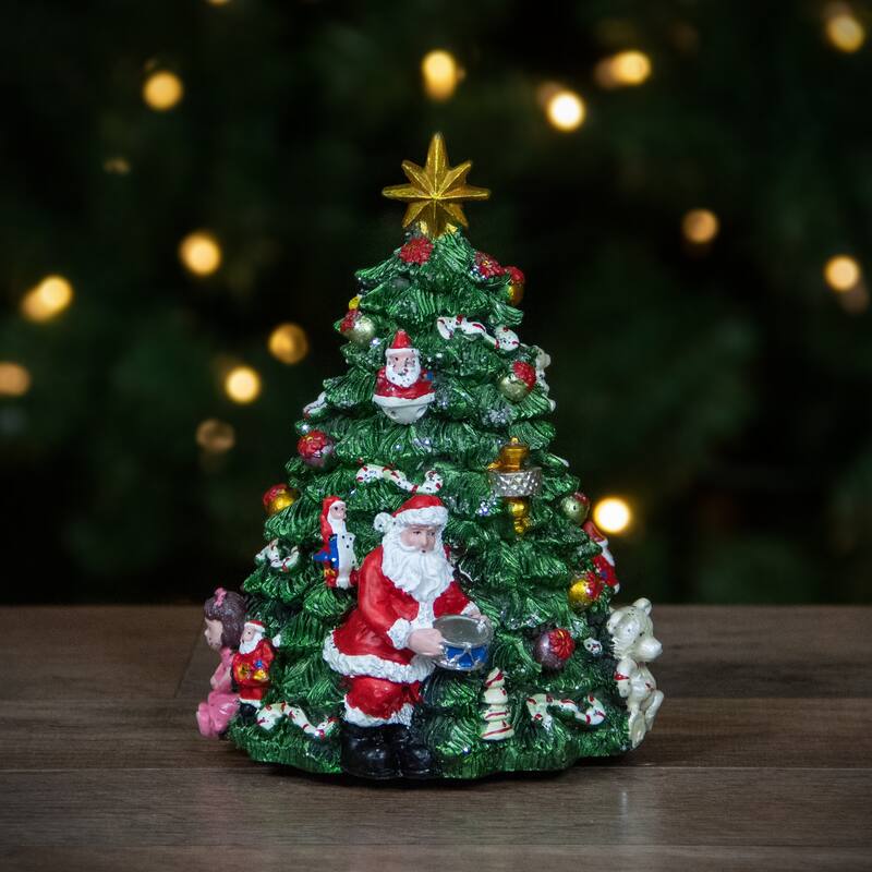 5.5" Santa Christmas Tree Rotating Music Box