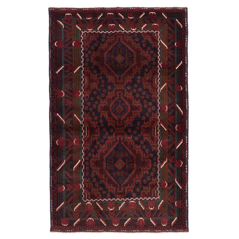 ECARPETGALLERY Hand-knotted Teimani Dark Navy Wool Rug - 4'2 x 6'7