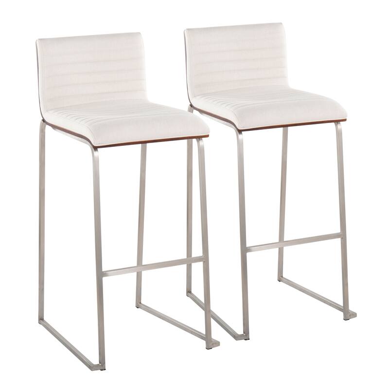 Silver Orchid Magda 30" Fixed-Height Upholstered Bar Stool (Set of 2)