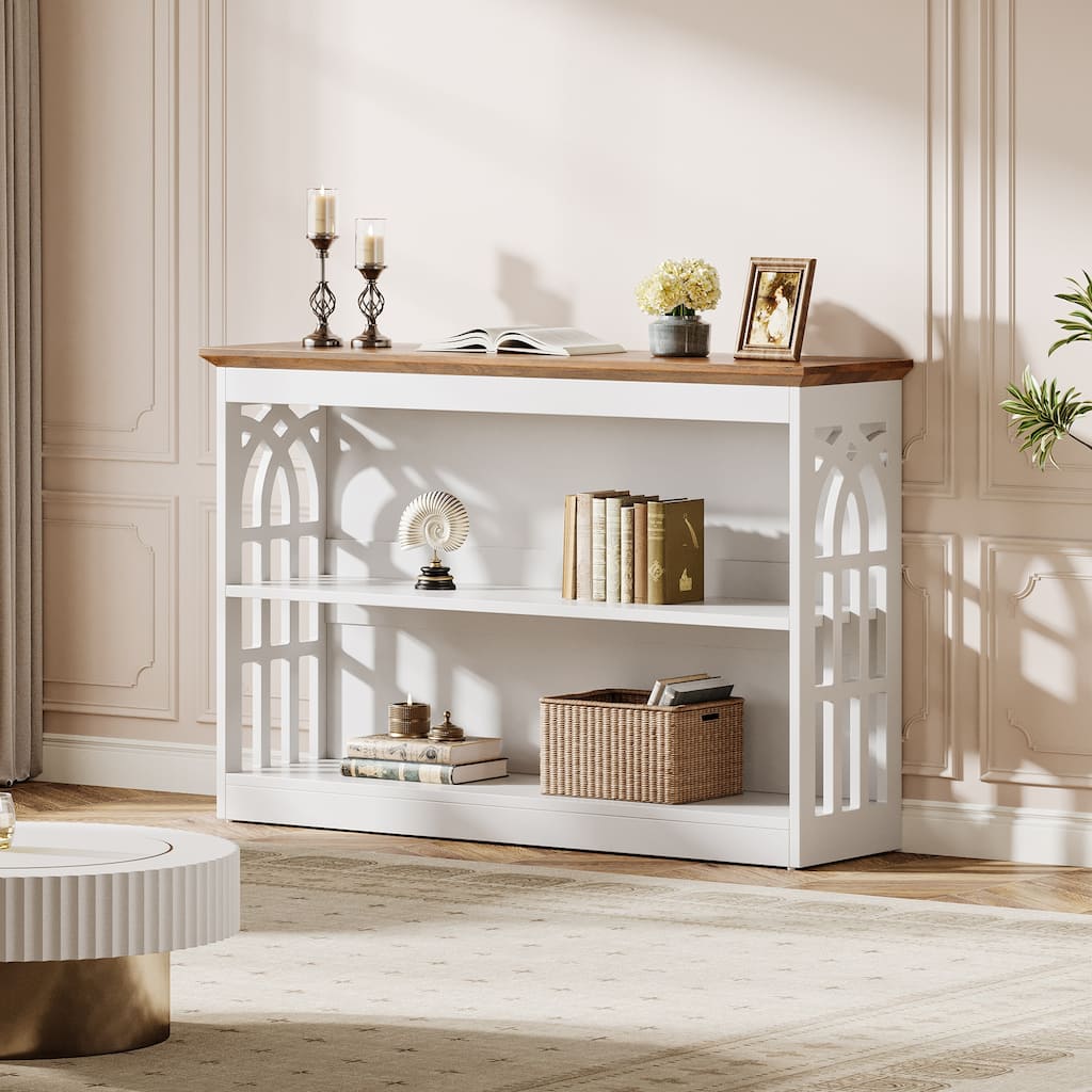 Modern Console Table for Entryway, 41.34 Inch White Sofa Table Behind the Couch