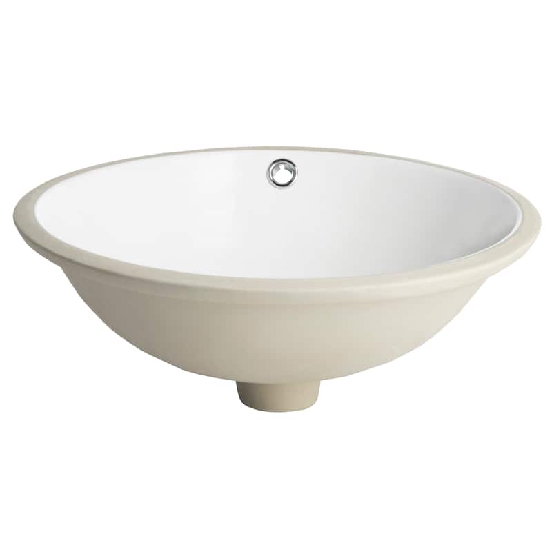 SAFAVIEH Solea Dulcie Porcelain Ceramic Vitreous Round 17 Inch White Undermount Bathroom Sink - 16.9" x 16.9" x 7.1"