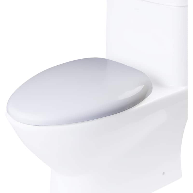 Eago Elongated Closed-Front Toilet Seat with Soft Close Hinges - White