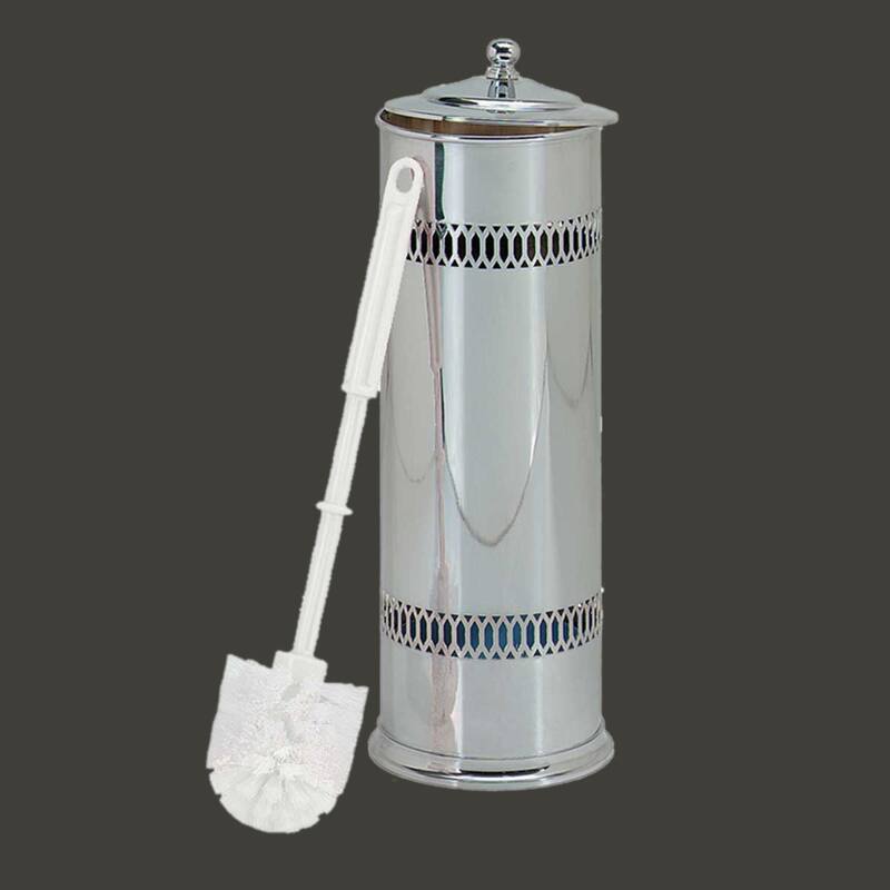 Chrome Plated Freestanding Toilet Brush Holder 15" X 5"
