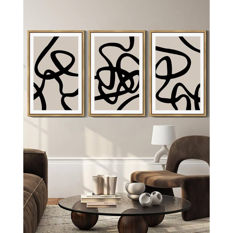 Black Lines Abstract Wall Art Ink Wash Minimalist