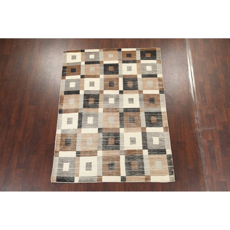 Geometric Contemporary Moroccan Oriental Wool Area Rug Handmade - 5'6" x 7'6"