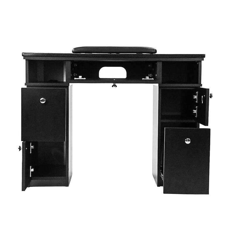 Sonoma II Manicure Table Heavy Duty Nail Station, Black Silver Marble Top - N/A