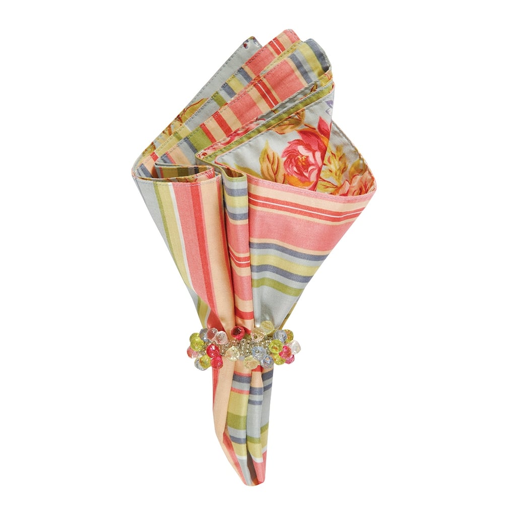 Clara's Blue Rose Cotton Reversible Napkin Set of 6 - Set of 6