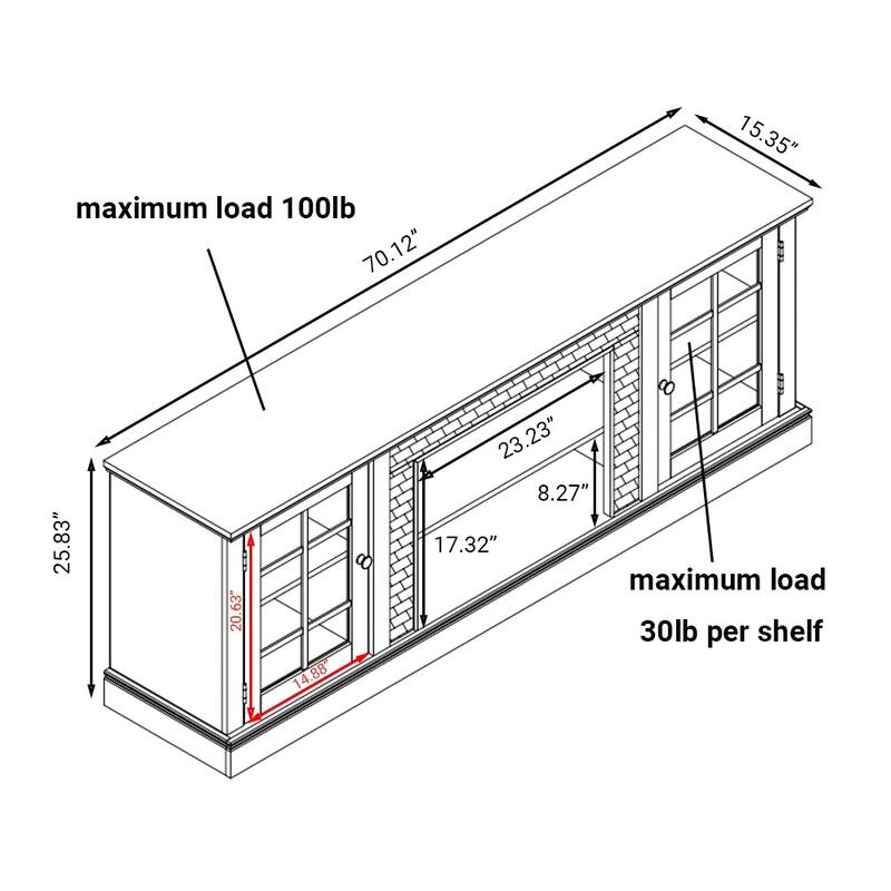 Fireplace TV Stand Faux Stone Media Console Cabinet TVs up to 75