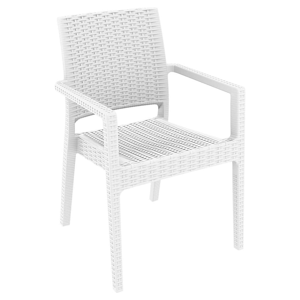 34" White Wickerlook Patio Stackable Dining Chair
