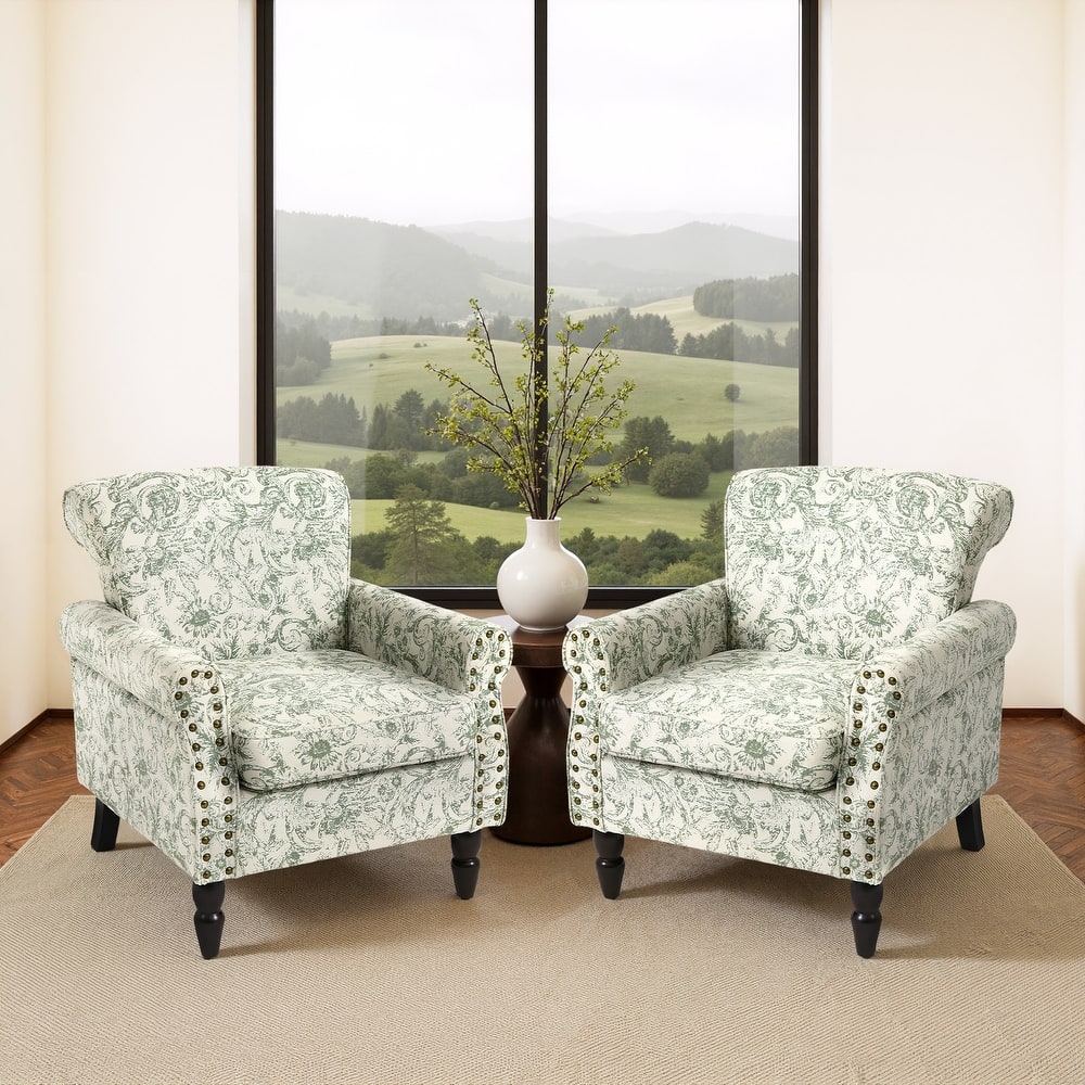 Living Room Armchair with Nailhead Trim - 29.9"W x 29.9"H x 32.9"D
