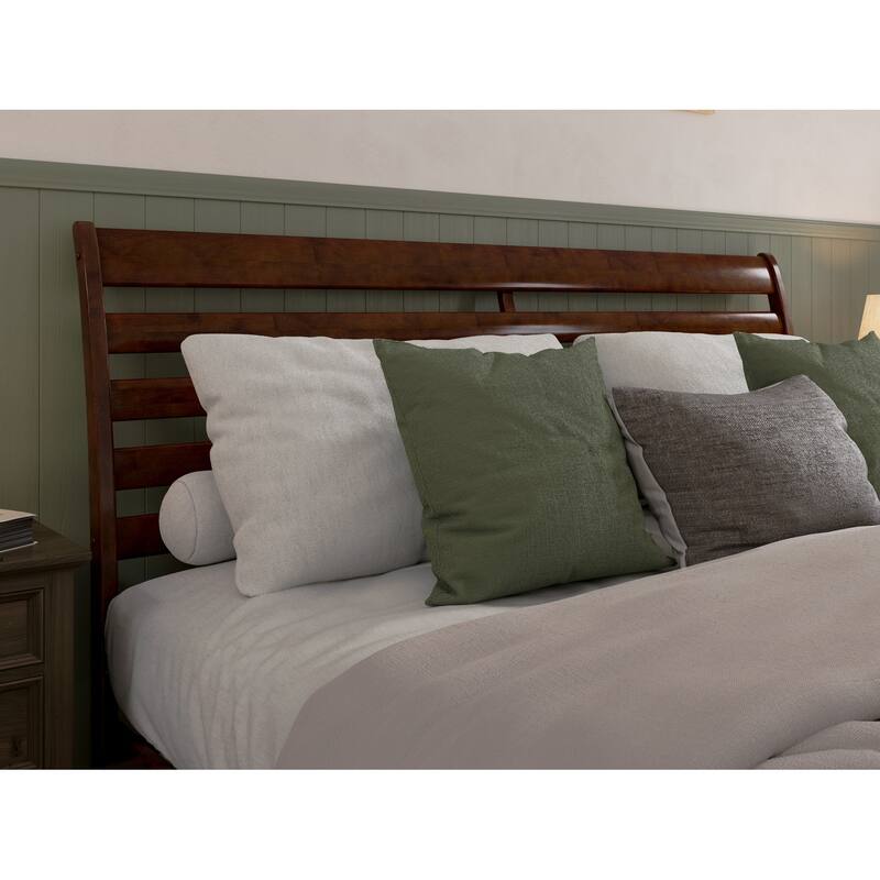 Savannah Solid Wood Headboard with Attachable Charger - Walnut - King