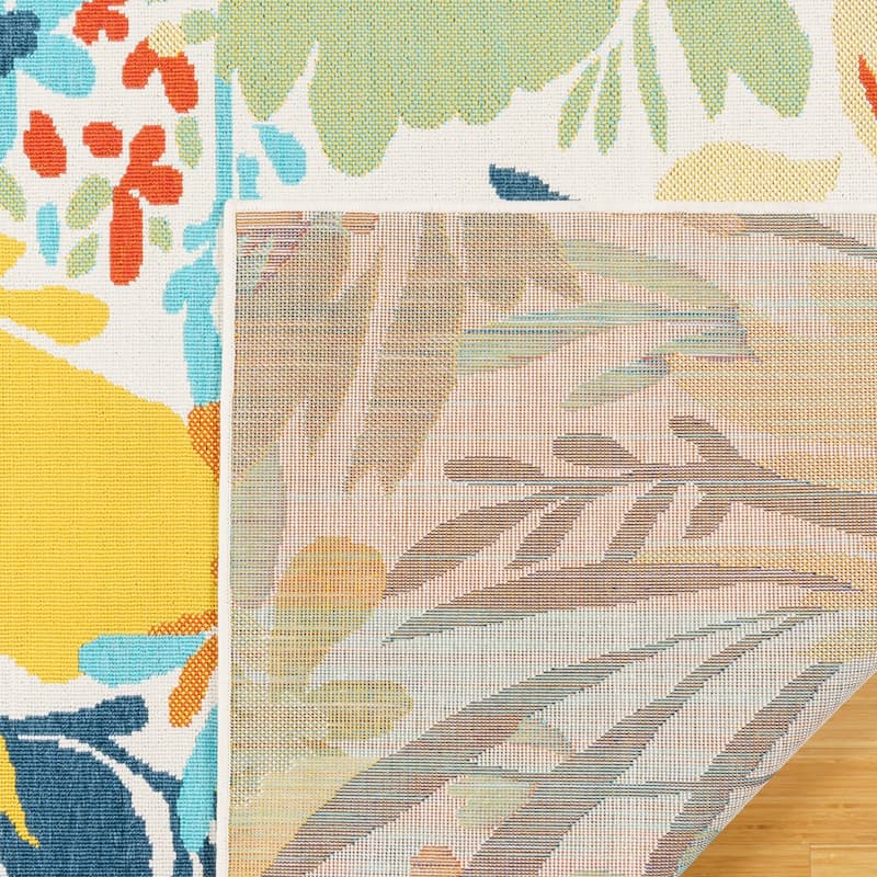Gertmenian Ziesta Modern Bold Fruit Floral Multicolored UV Protected Polypropylene Flatweave Indoor/ Outdoor Area Rug Collection