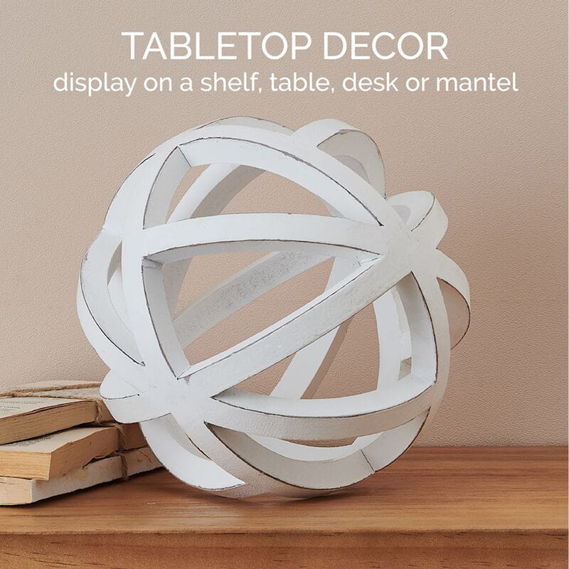 Elements White Open Weave Orb, 8 Inch