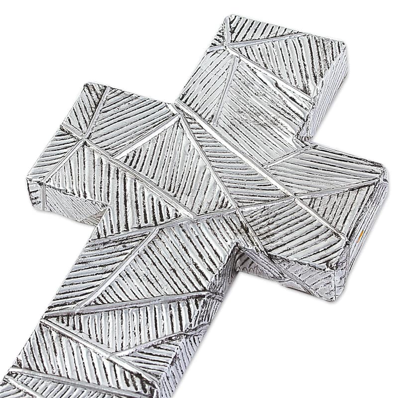 Novica Handmade Mexican Belief Aluminum Repousse Cross