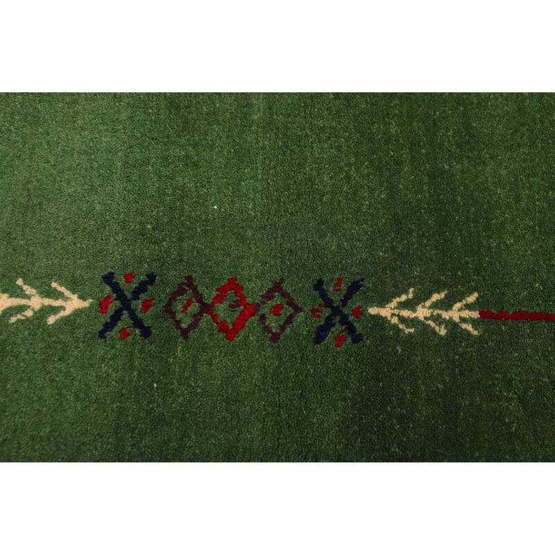 ECARPETGALLERY Hand Loomed Kashkuli Gabbeh Green Wool Rug - 4'11 x 7'10