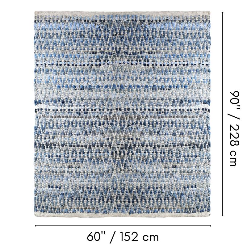 Fabstyles Denim Cotton Kohinoor Handmade Area Rag Rug