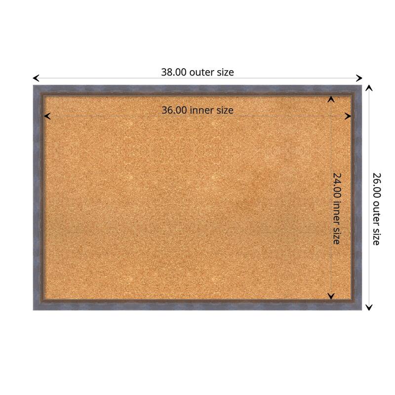 Two Tone Wood Framed Natural Corkboard Bulletin Board - Two Tone Blue Copper - Board Size 36x24