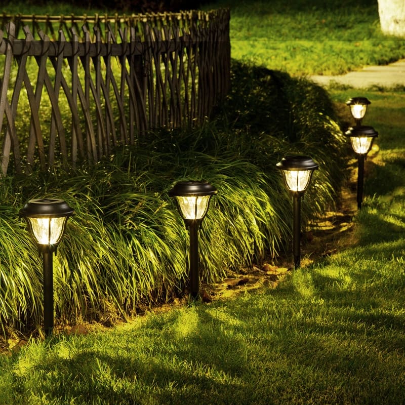 Soltoostar 6-pack Black Solar Pathway LED Lights with Waterproof
