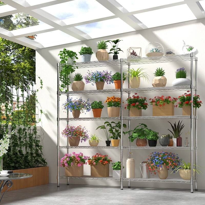 4-Tier Steel Height -Adjustable Storage Rack Heavy Duty Shelving Unit