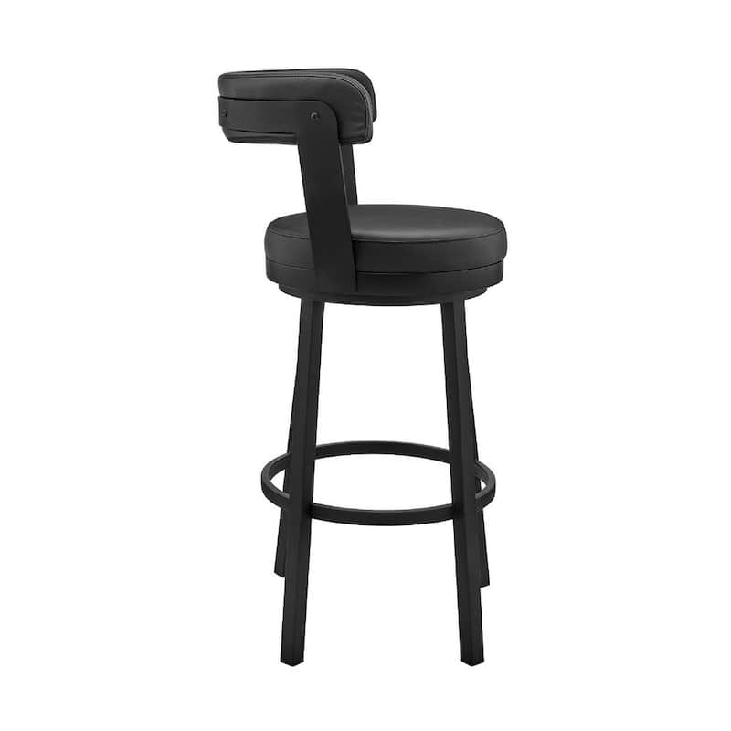 Swivel Barstool with Curved Open Back and Metal Legs