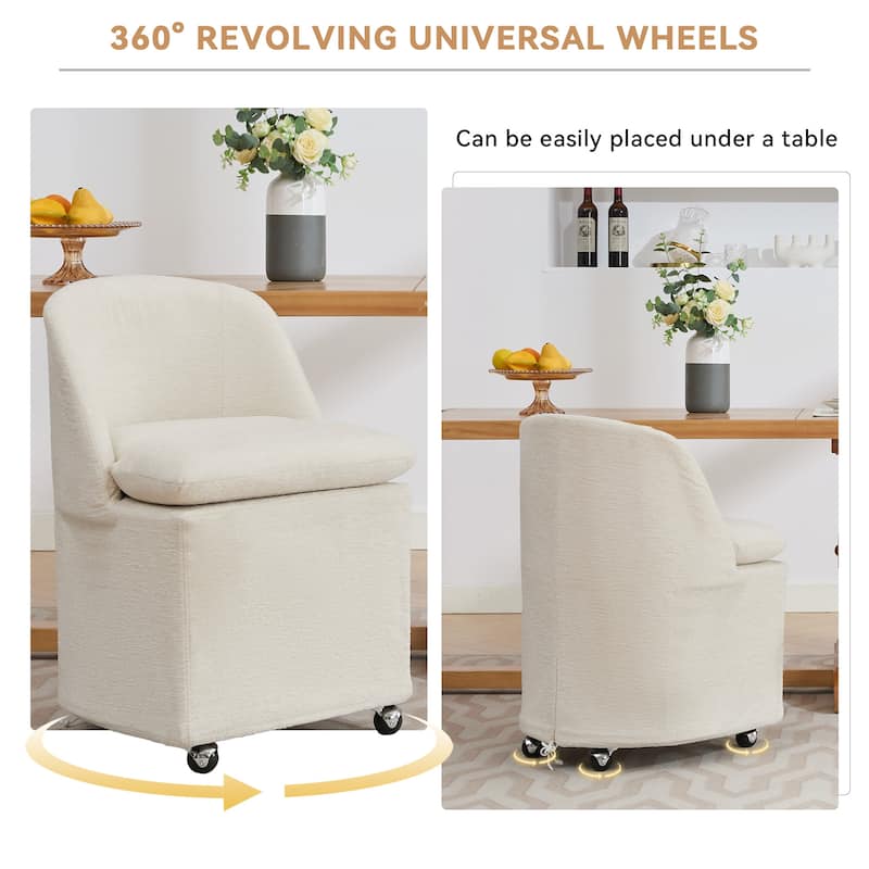 Upholstery Dining Chairs With Universal Wheels Set of 2