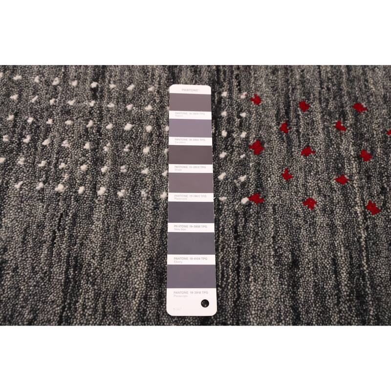 ECARPETGALLERY Hand Loomed Kashkuli Gabbeh Dark Grey Wool Rug - 7'11 x 9'10