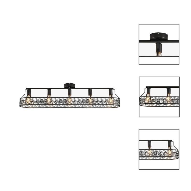 5 Light kitchen light fixtures black mount flush light iron ceiling light - N/A