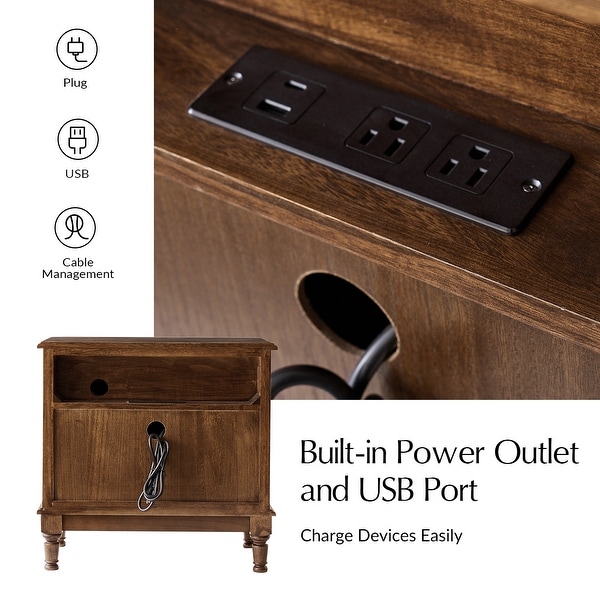 HULALA HOME Becky Traditional 2-Drawer Solid Wood End Table with