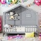 preview thumbnail 20 of 34, Twin Size House Bed with Shelves,Window and Sparkling Light Strip
